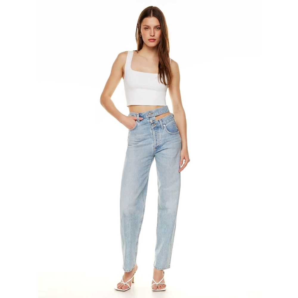 NWOT Agolde Broken Waistband Cut Out Straight Leg Loose Denim Jeans